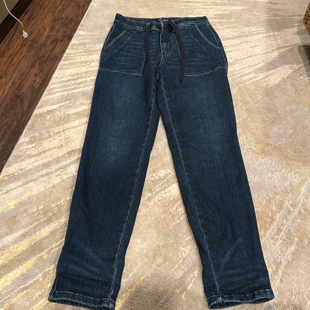 Judy Blue Drawstring Jogger Denim jeans size 26 high rise dark wash EUC
